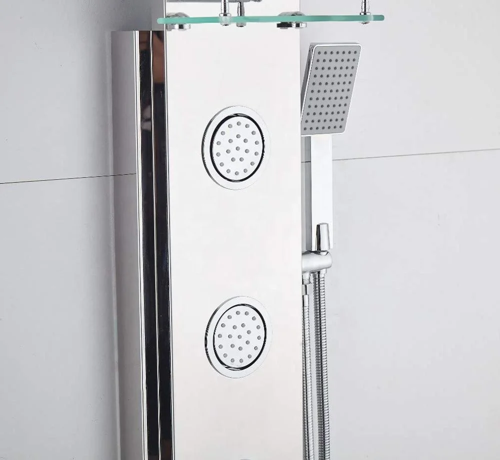 
Hot Sale 304 Stainless Steel Shower System Wall Mount Bathroom Waterfall Rainfall Shower Panel With Adjustable Shower Jets 