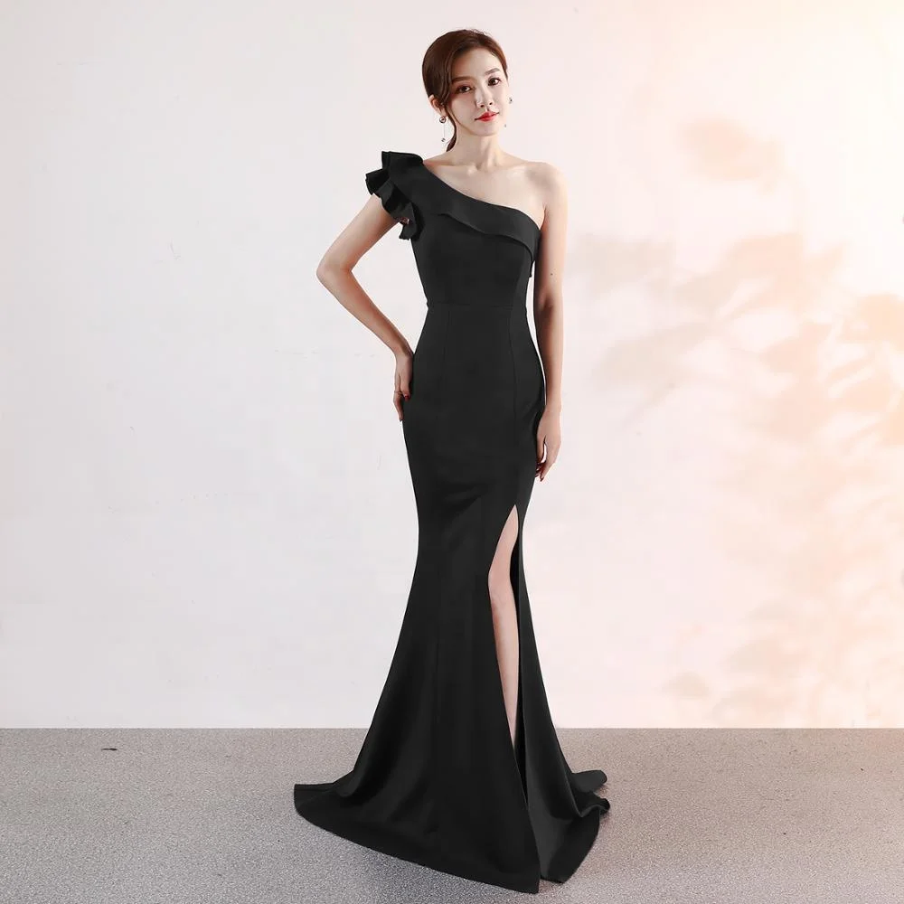 One-shoulder Evening dress Sleeveless Elegant Floor-length Mermaid long Party Gowns Zipper back Prom dresses
