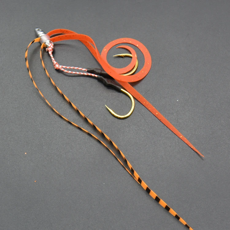 Handmade Fishing Silicone Rubber skirt With Jigging Assist Hook fishing accessories tackle slider jig hook