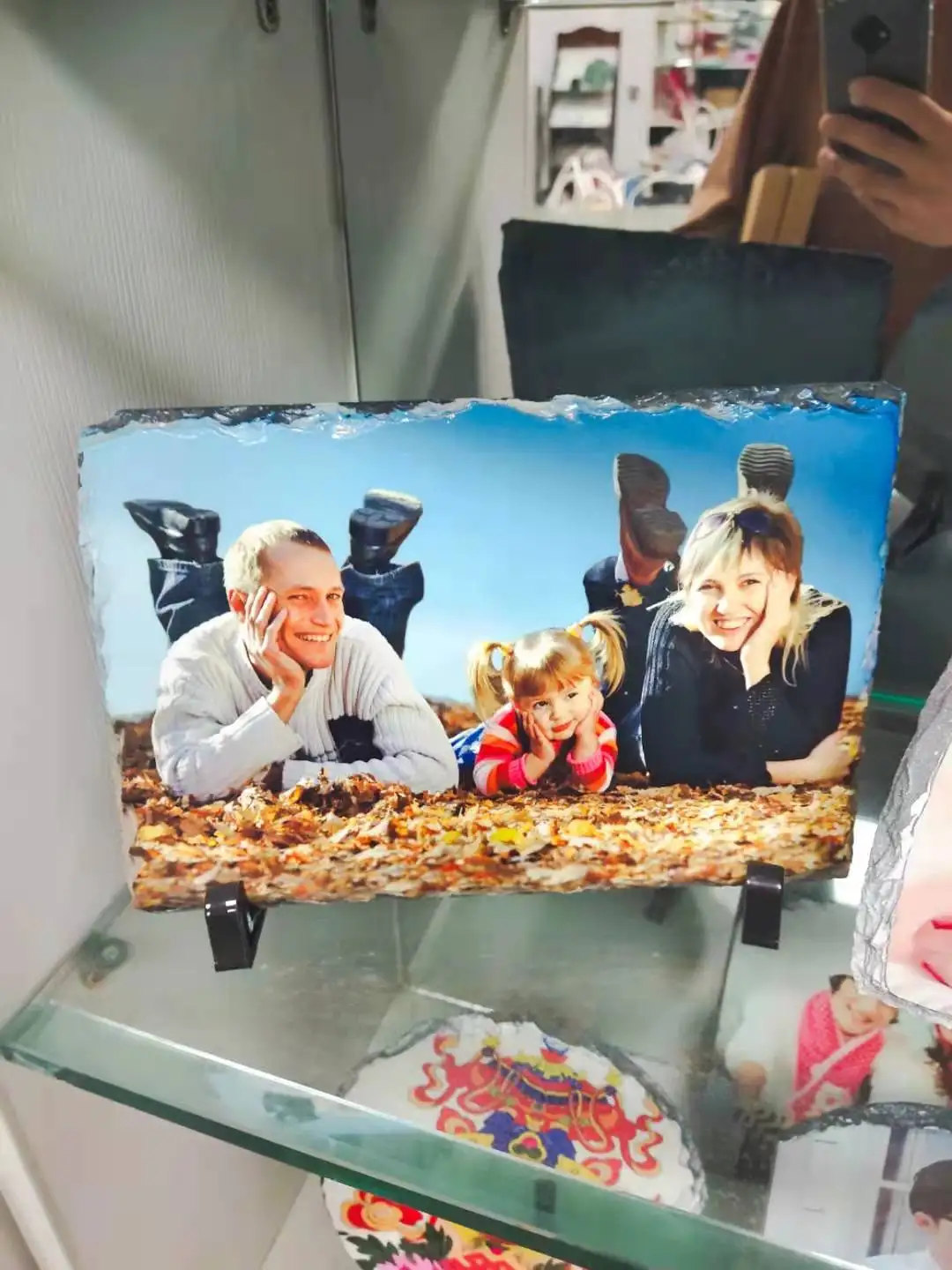 photo customised  DIY sublimation heat press transfer slate coated stone  blank rock