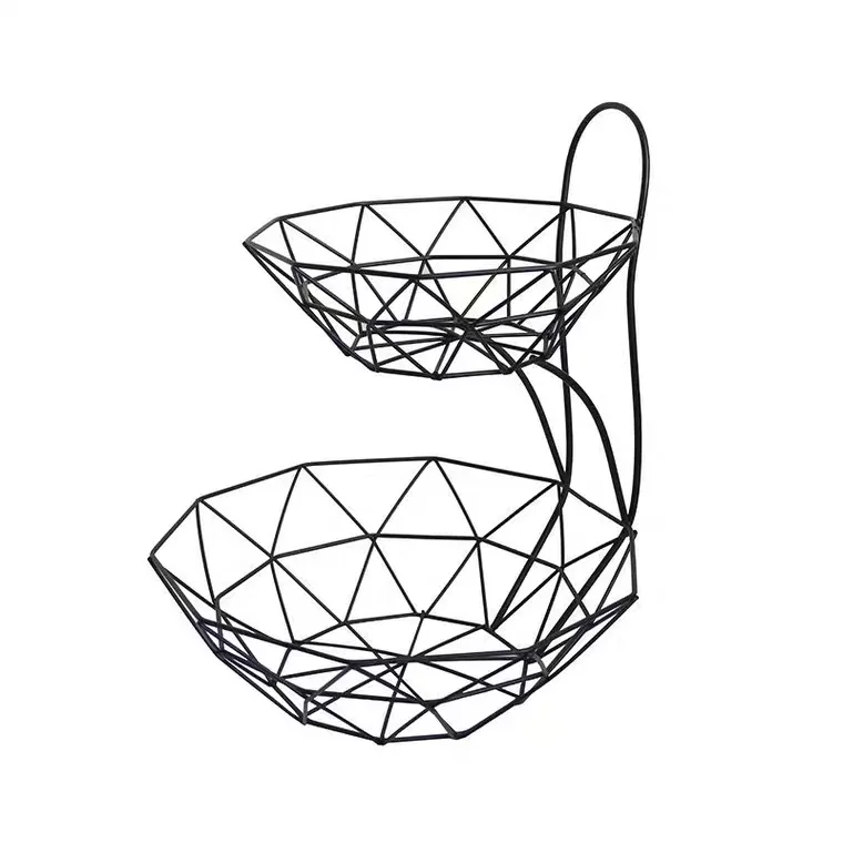 2 Tier Fruit Basket for Kitchen High Quality Metal Modern Space OEM Customized Steel American Style Time Storage ODM