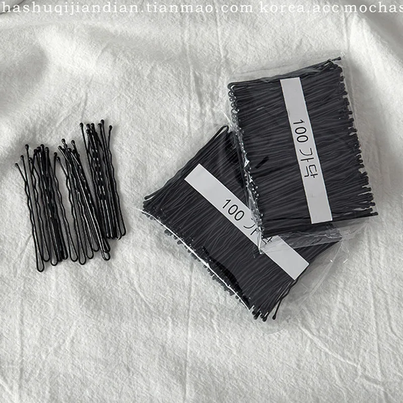 Salon Hairgrip Bulk Bobby Metal Hairpins 100pcs/box Simple U Shape Hair Clip For Woman Girls Daily Hair Accessories