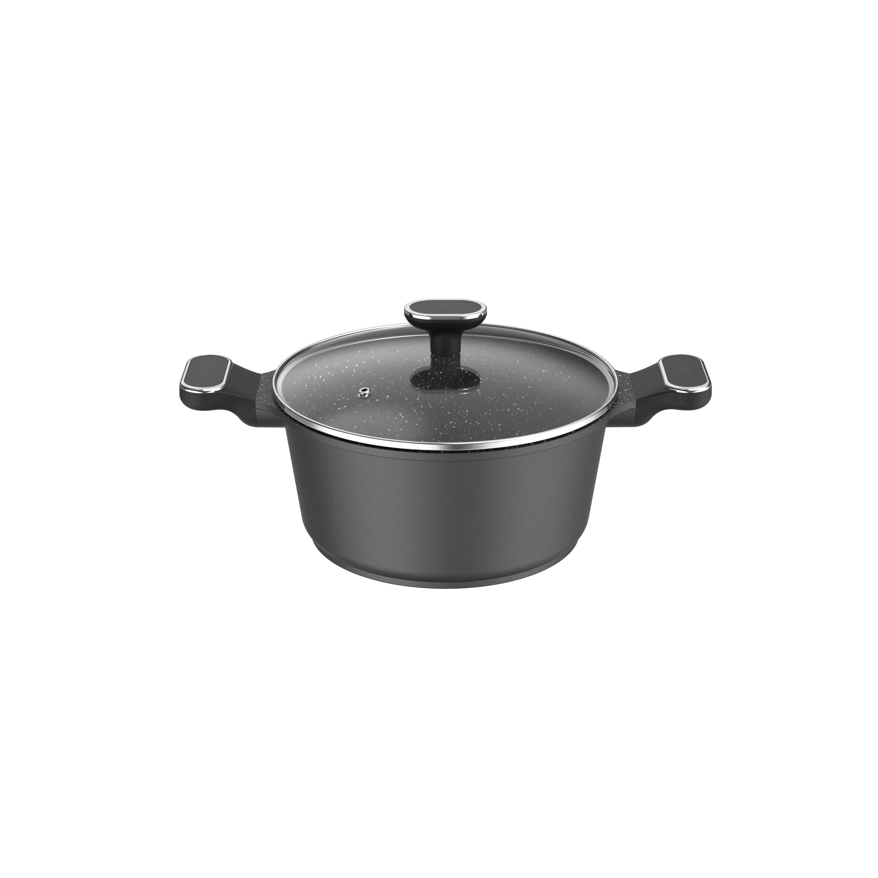BESCO OEM Escalation Series 20-32cm Nonstick Marble Coating Cast Aluminum Casserole Cooking Pot with Bakelite Handle & Glass Lid