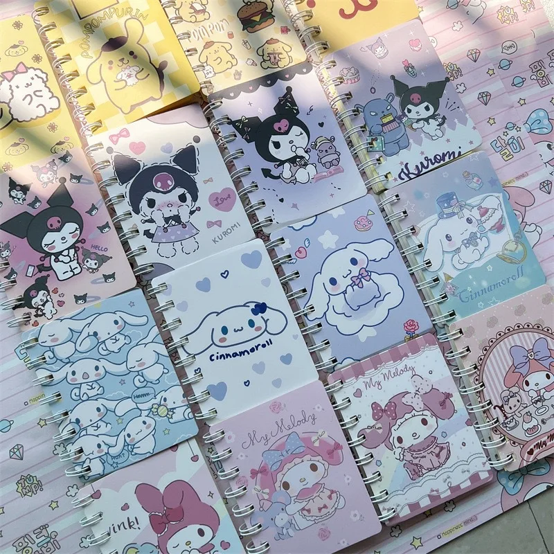 DHF High Quality Sanrioed Cute Kawaii Design A7 Spiral Notebook Wholesale Diary Coil Journal Animation Derivatives