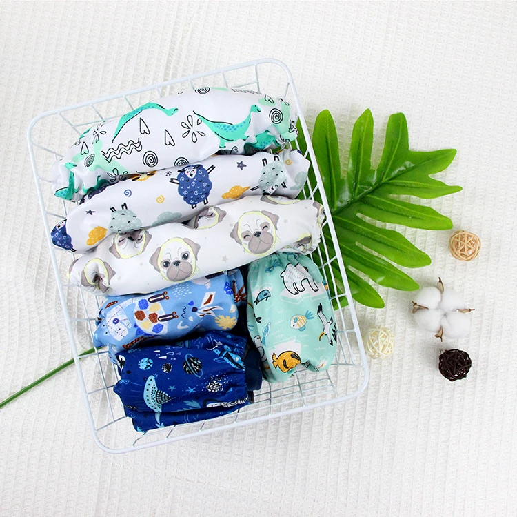 Double Gusset Diapers Newborn Polyester Clothes Diaper Supplier Custom Printed Cloth Diaper