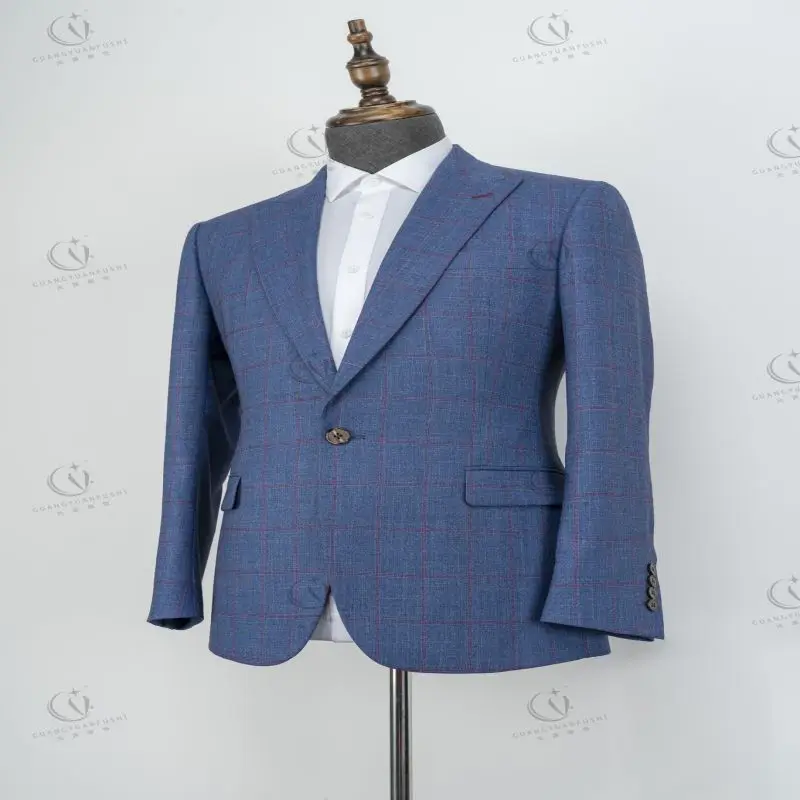 Factory Hot Sales Luxury Custom Blue Slim Fit Casual mens suits 3 piece slim fit