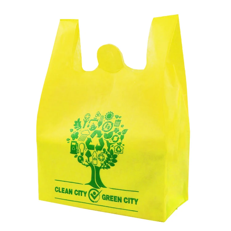 Wholesale Nonwoven Supermarket Shopping Biodegradable Plain Foldable Non woven T shirt Bag