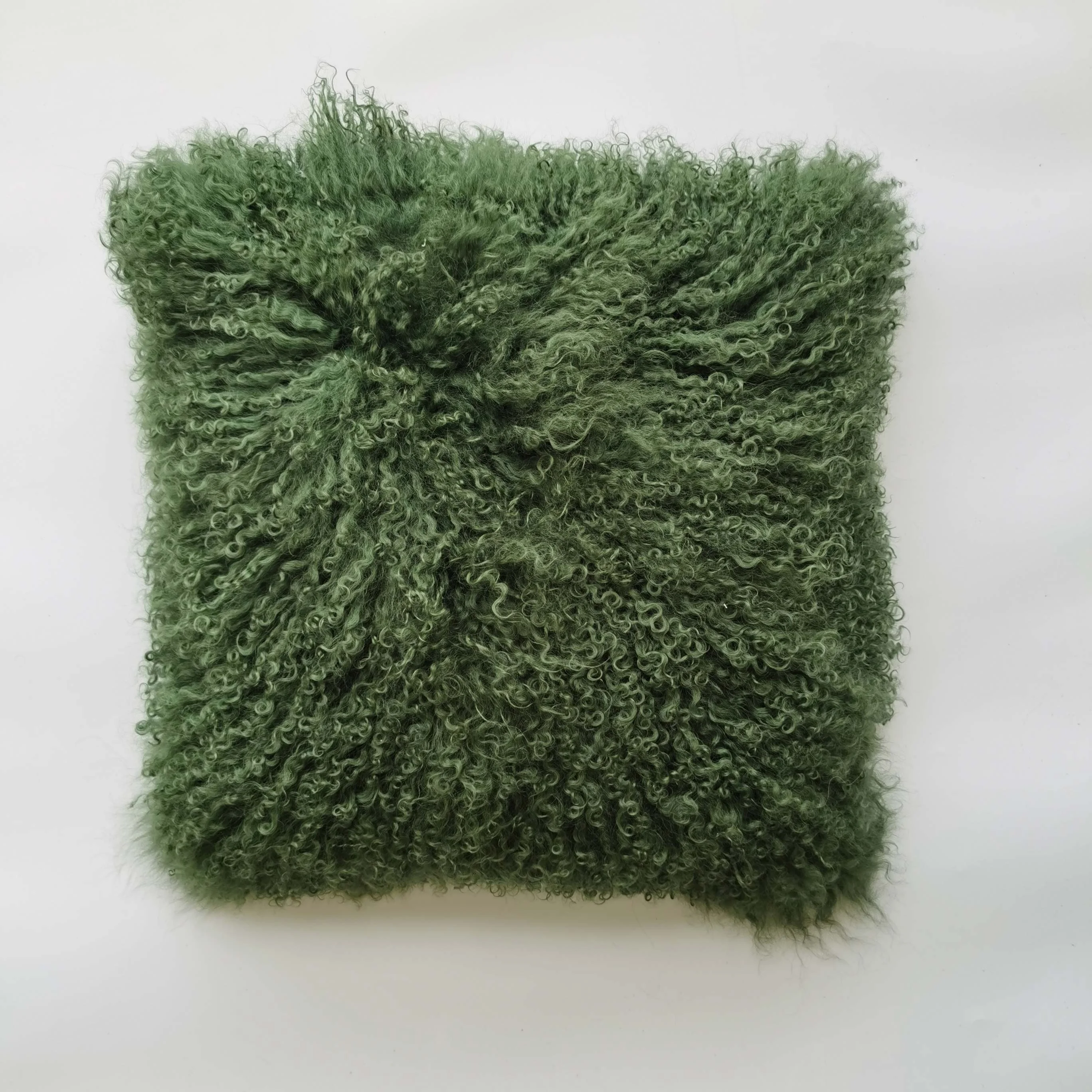 Factory Price Decorative Cushion Real Tibet Sheepskin Long Curly Hair Tibetan Lamb Fur Bed Throw Pillow