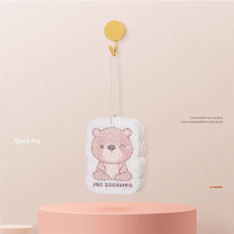 Non-stick Cartoon Wood Pulp Cotton Sponge Compressed Magic Oil Multifunction Household Kitchen Rag Towel Roll Dishwashing Sponge