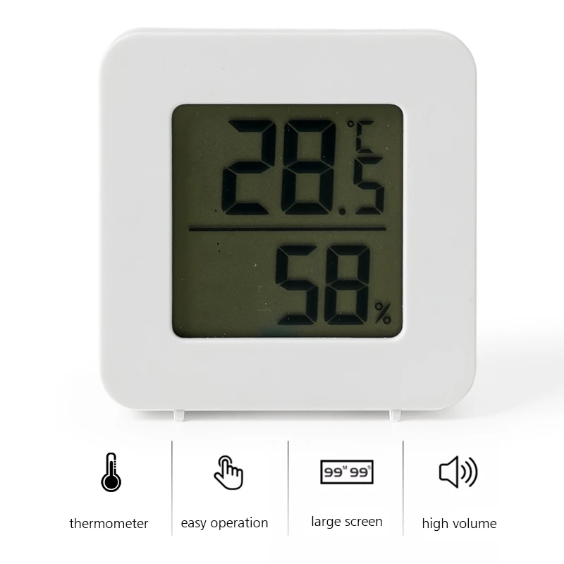Mini Square Digital Thermometer and Hygrometer for Home and Office Use Cooking Friendly Plastic Household Thermometer