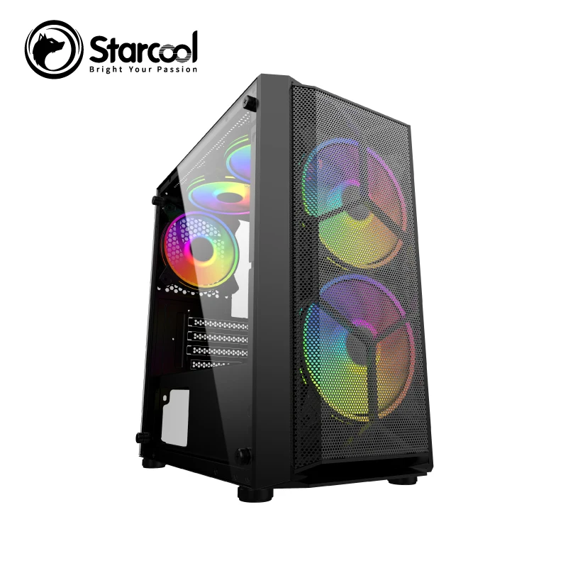 Customized PC Case for Gaming Mid Tower White Color with 280mm RGB Fan Computer Gaming Case