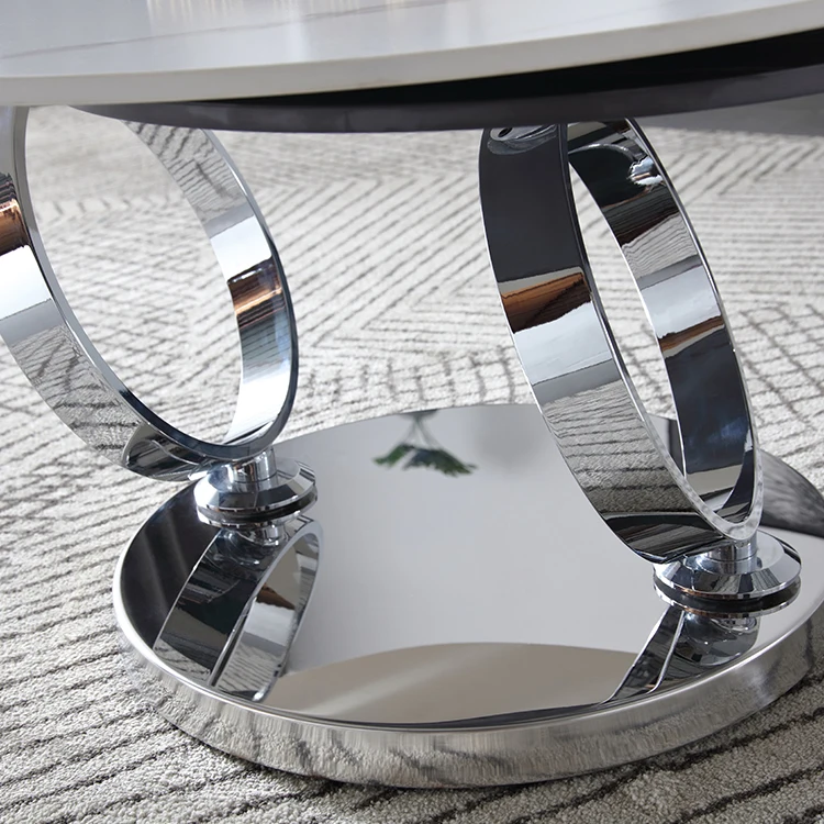 639 round small space saving living room furniture sets modern sintered stone rotating center coffee tables