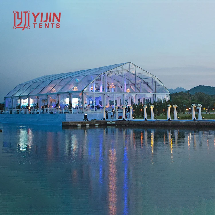 Large 15m x 20m Transparent PVC Frame Wedding Tent Heavy Duty Aluminum 150 People Fashionable Party Tents Exhibition Warehouse