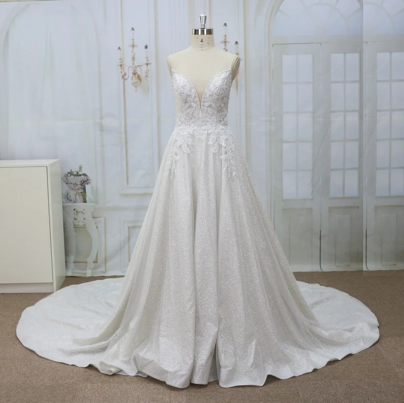 low price heavy lace beaded deep v neck bridal dress for wedding sexy backless wedding dresses gown