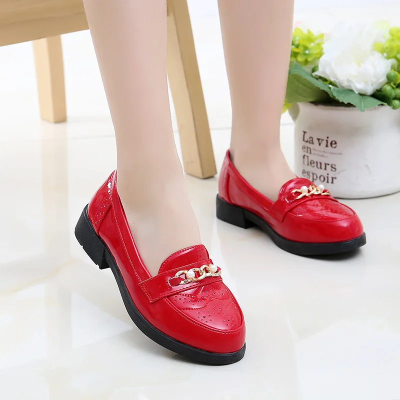
children 4 year baby slip on red black loafer flat brogue kids dress leather school casual shoes for boys girl 
