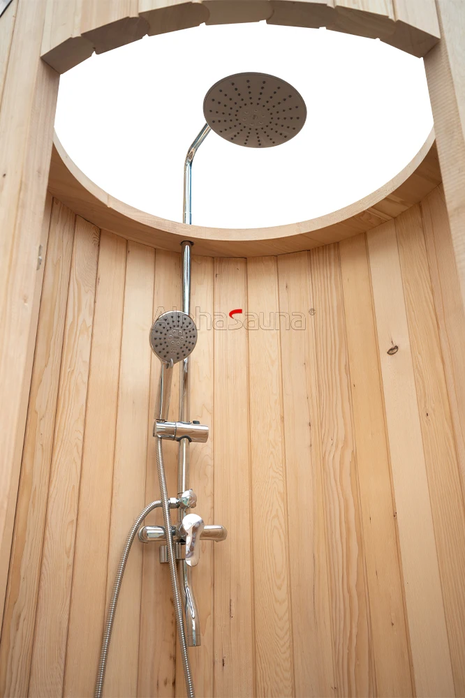 Wooden Portable Outdoor Bath Room Shower Set For Sale