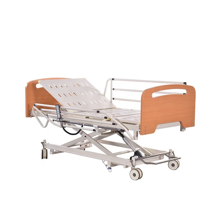 Good price wooden steel structure 3 function adjustable elderly home nursing medical bed
