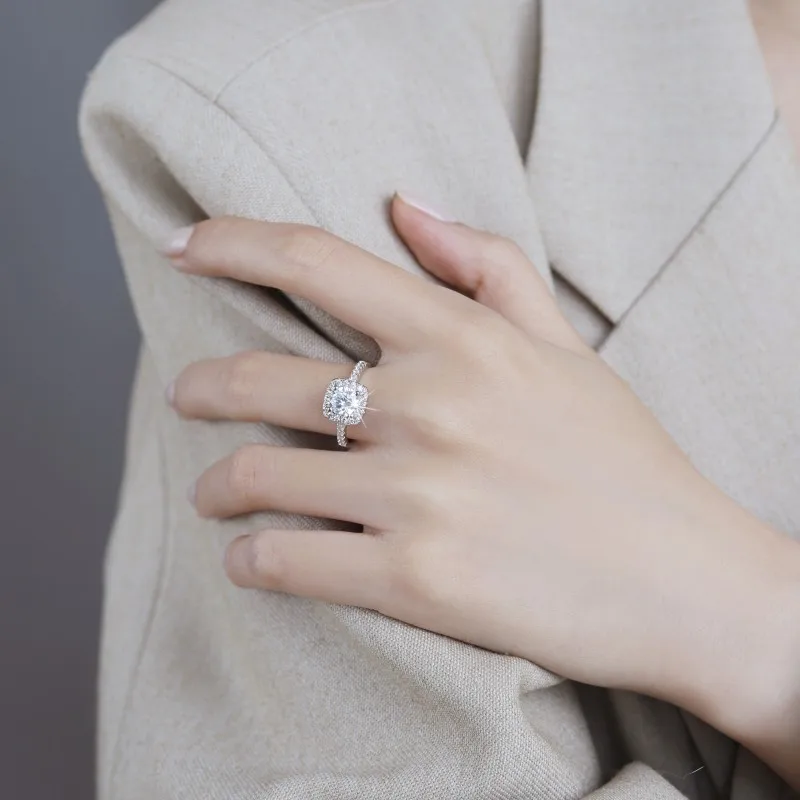 Fine Jewelry Couple engagement gift S925 sterling silver 2 carat VVs1 Moissanite diamond wedding Engagement ring