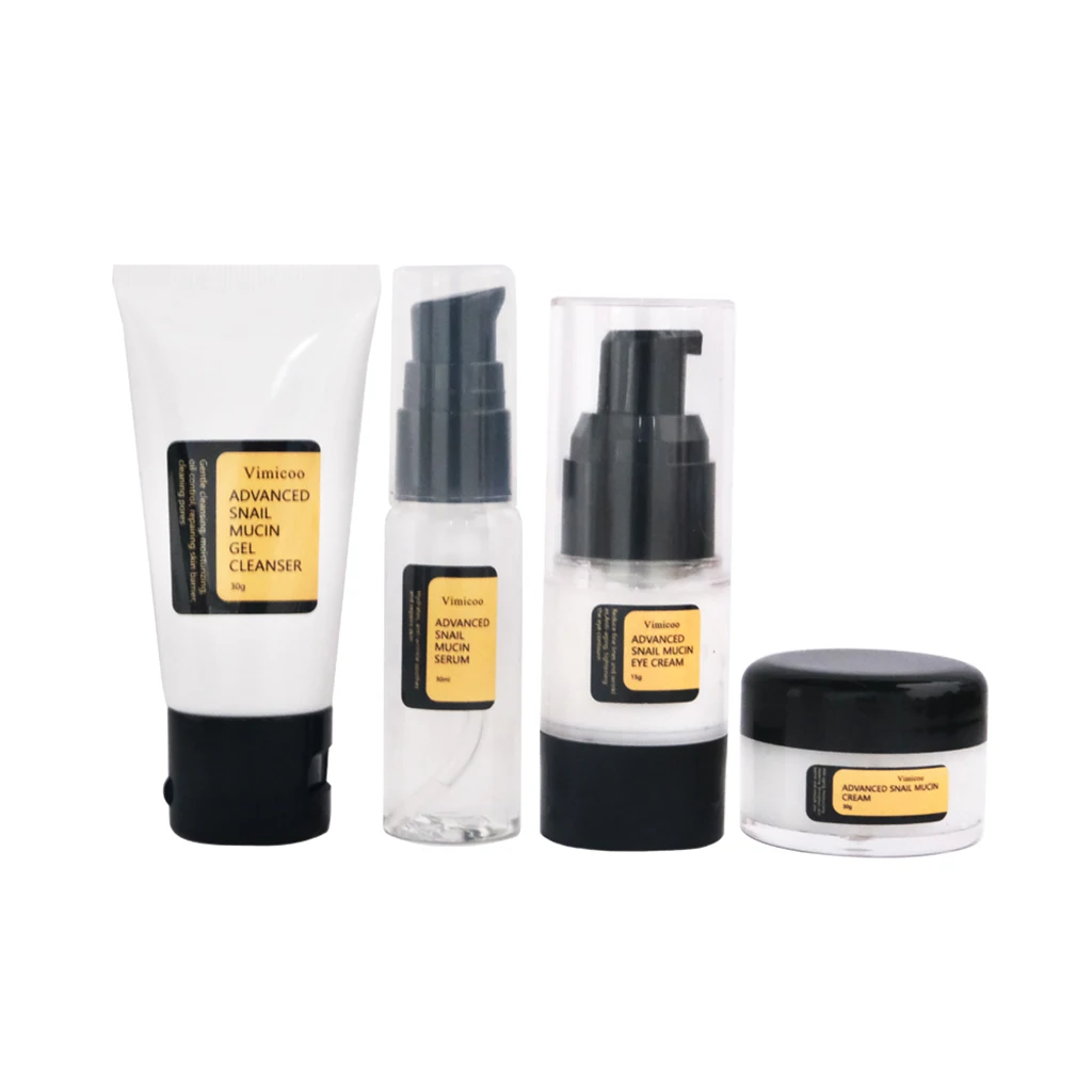 Korean Cosmetics Skin Care Anti Aging Snail Mucin Collagen Face Serum Facial Essence Cream Mini Skincare Set Private Label
