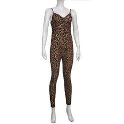 Autumn Leopard Pattern Backless Womens Bodysuits For Women Jumpsuit