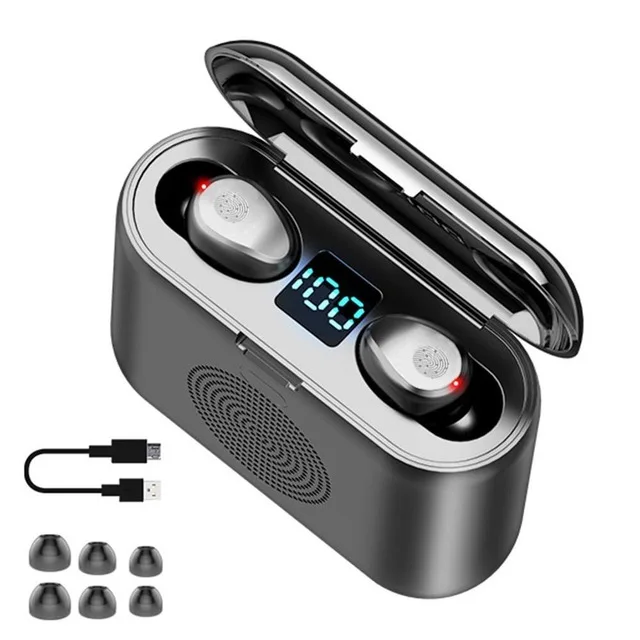 New F9 Auriculares Wireless Bluetoo Headset TWS Earphone three in one mini speaker with charging box 2000mAh Headphone Earbuds