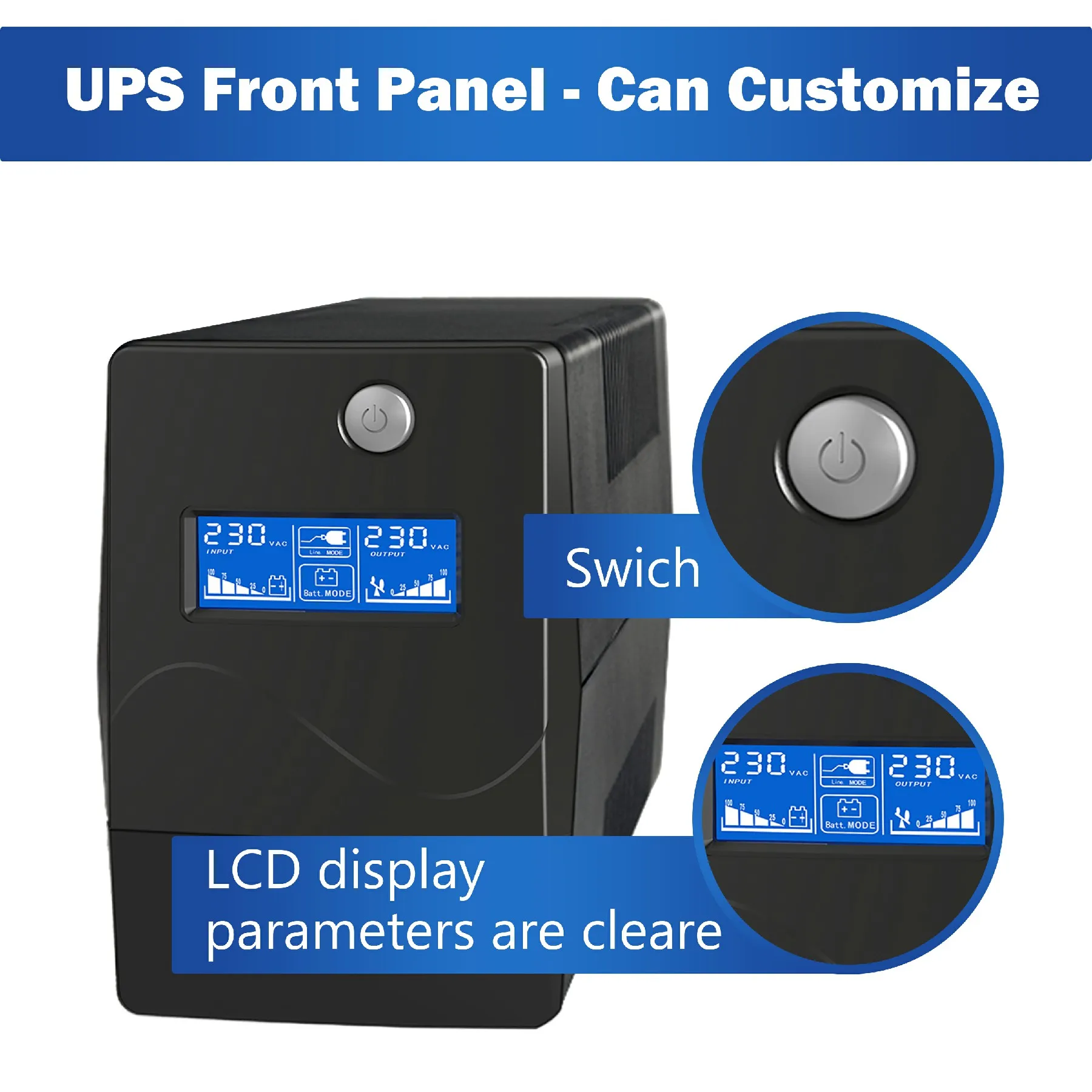 Offline Line Interactive Uninterruptible Power Supply UPS 1000va 600W 1200va 720W UPS for Backup with AVR