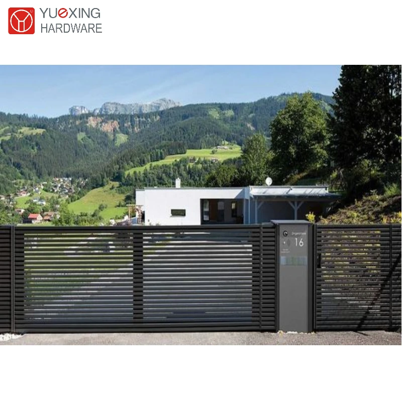 Garden Security System wooden pattern driveway gate aluminum pedestrian gate fence and gate design