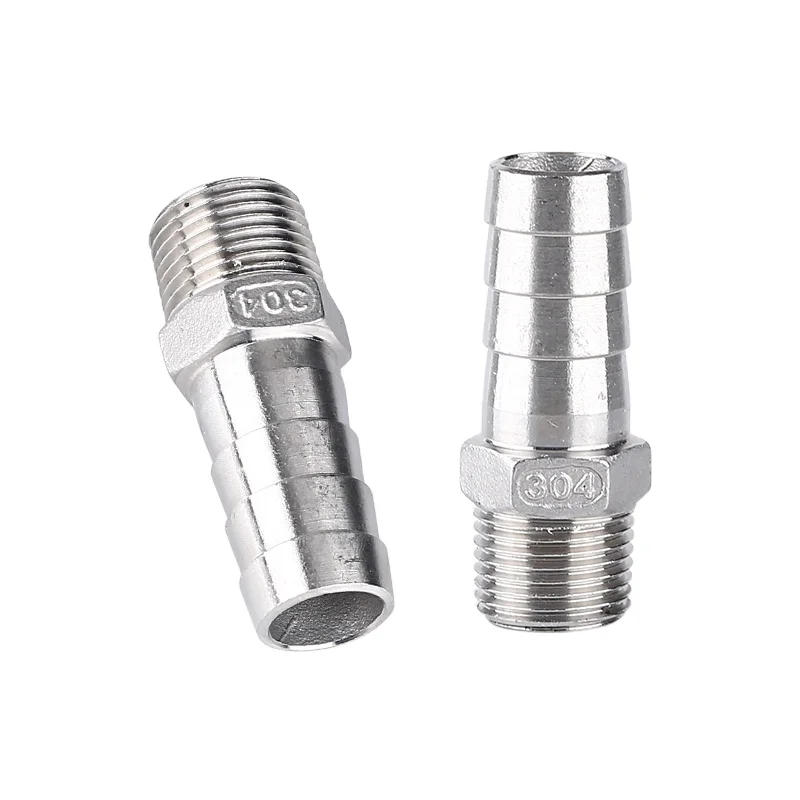 KQ SS304 Male Thread Hose Barb Connector 1/2' BSPT X 16mm OD Hex Nipple Fittings