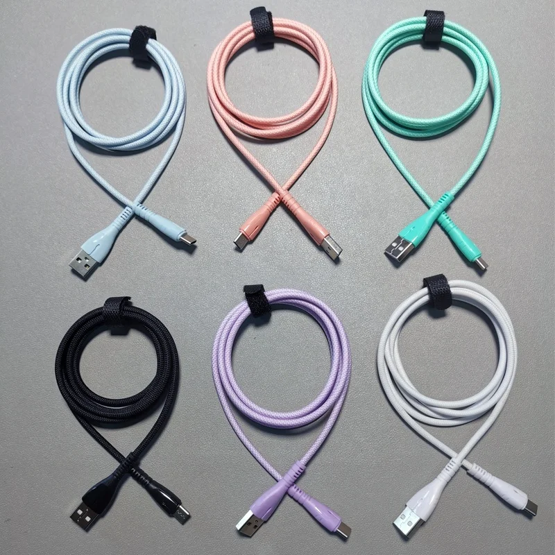 Wik-YD  Fresh New Six Colors OD 3.8 3A 5A 6A Fast Charge Micro Type c for type i Data Cable With LED Light