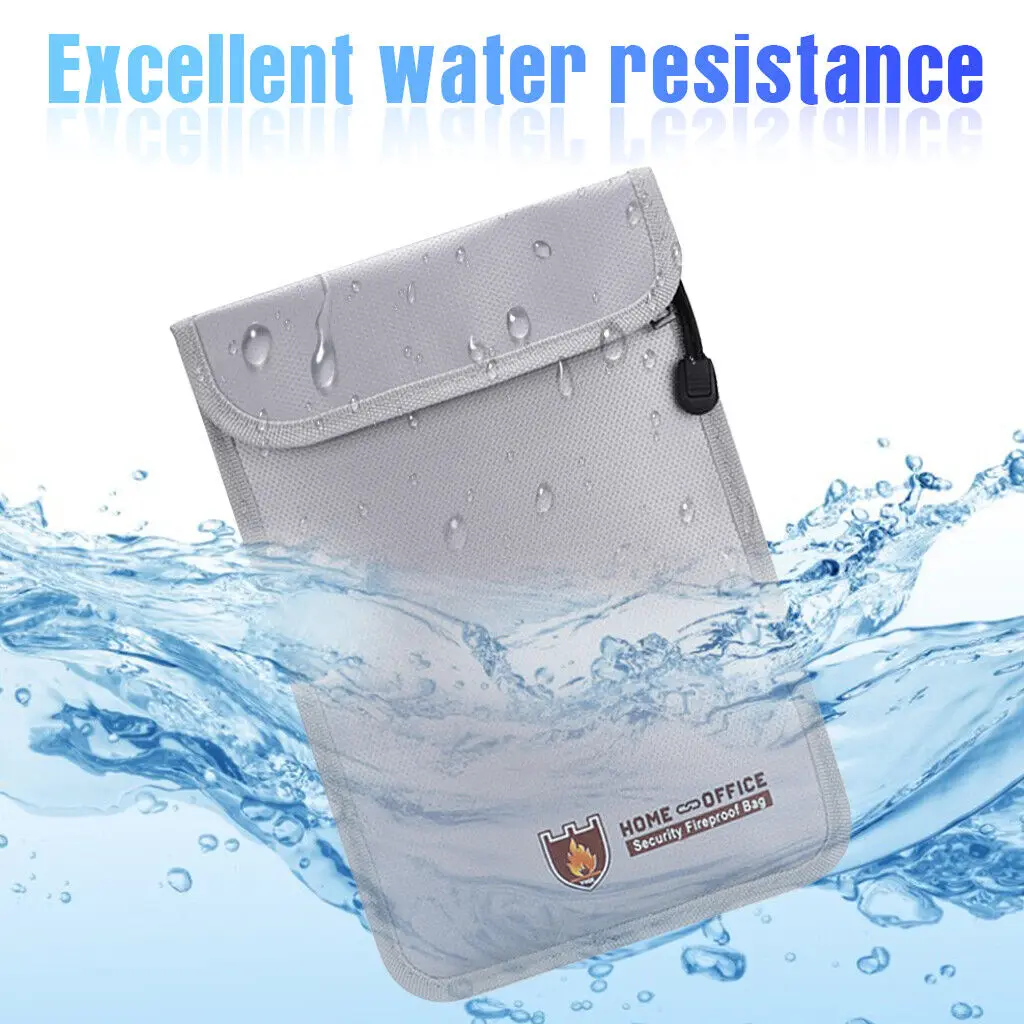 Custom Logo Waterproof A4 Document Storage Pouch with Zipper Fireproof and Secure Filing Bags for Money and Important Documents