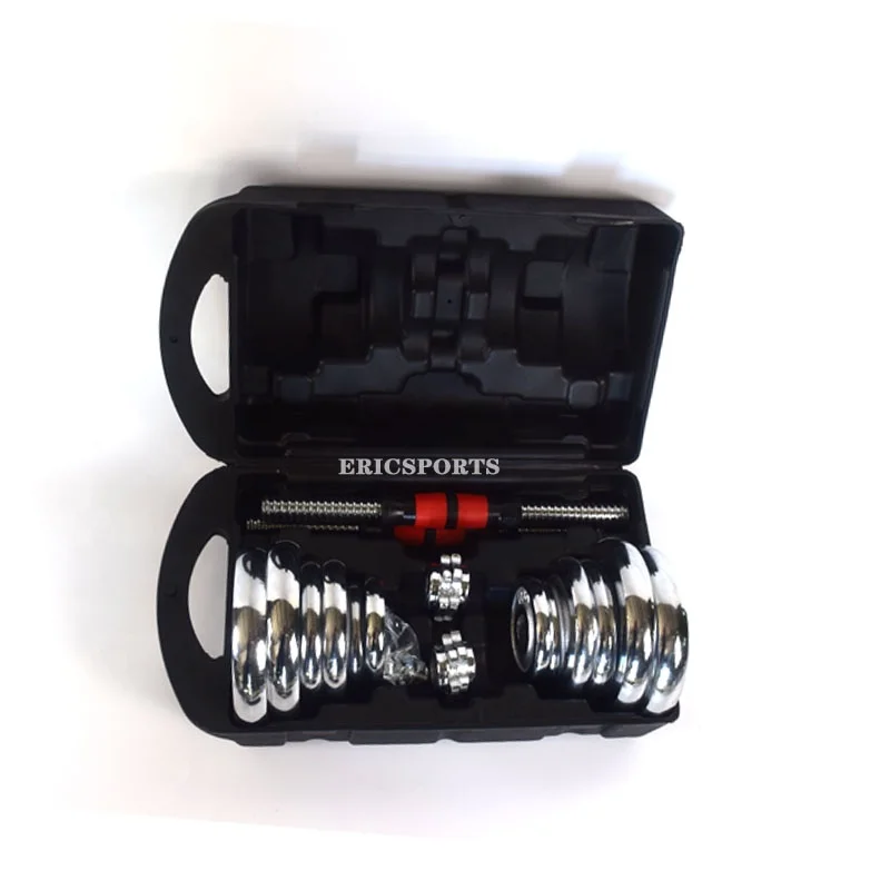 buy online free  weight adjustable strength training 15kg 20kg 30kg boxes chromed dumbbell sets