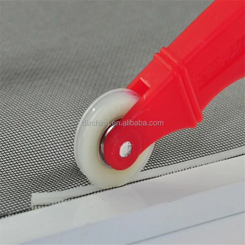 Professional Window Screen Installation Tool with Steel Plastic Convex Roller Wooden Handle Yarn Presser Wheel