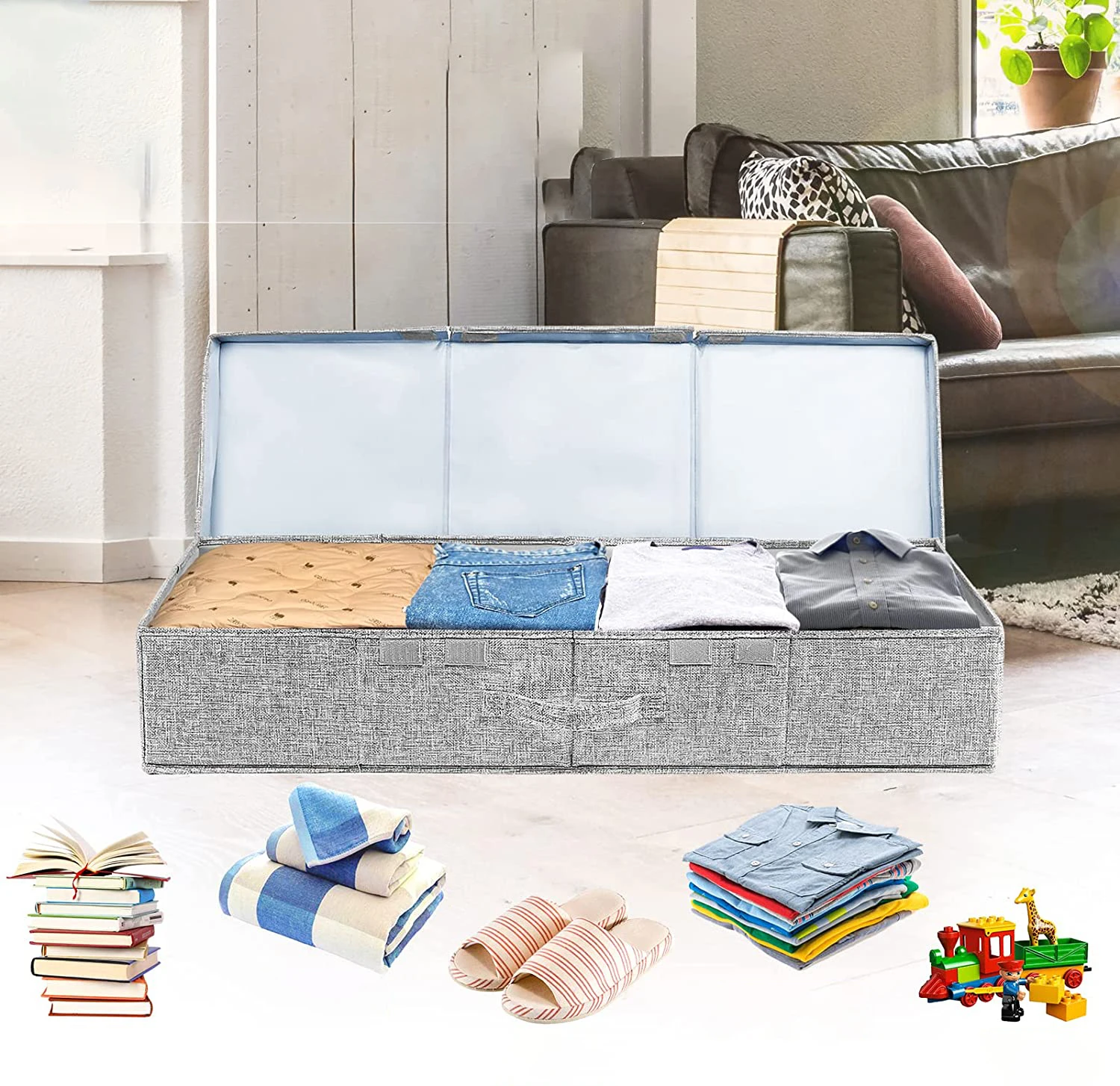 Wholesale Customizable Popular Under-Bed Storage Boxes Kids Clothes Storage Seasonal Under bed Storage