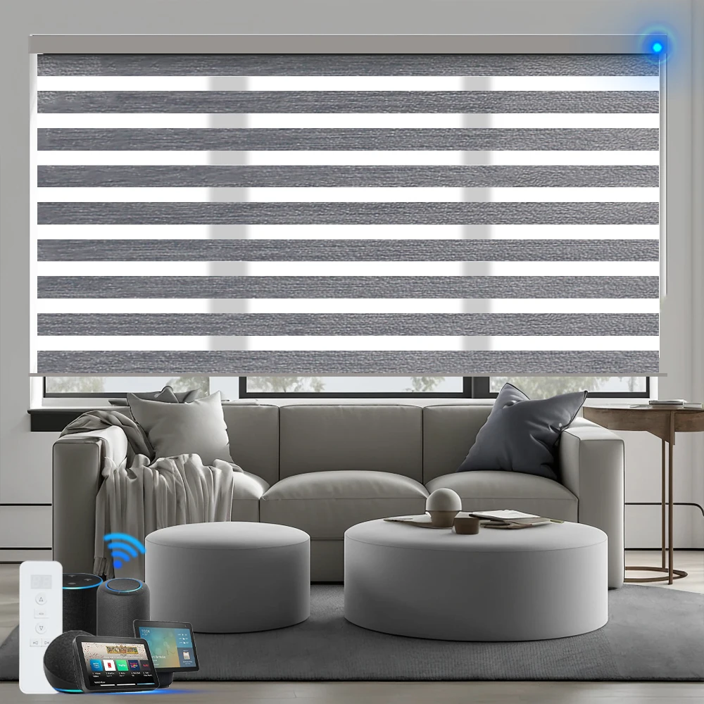 2024 LIUJIA Factory Direct Sell High End Multiple Fabrics Options Customization Smart Control Electric Zebra Blinds Shades
