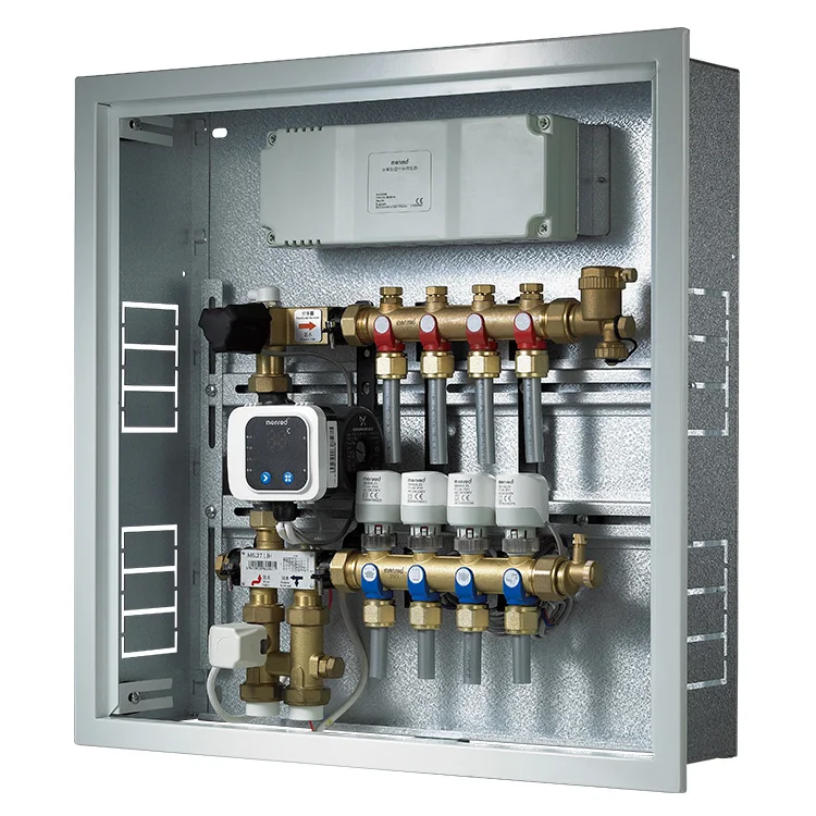 Brass floor heating radiant heat manifold with ball valve and flow meter 8ways