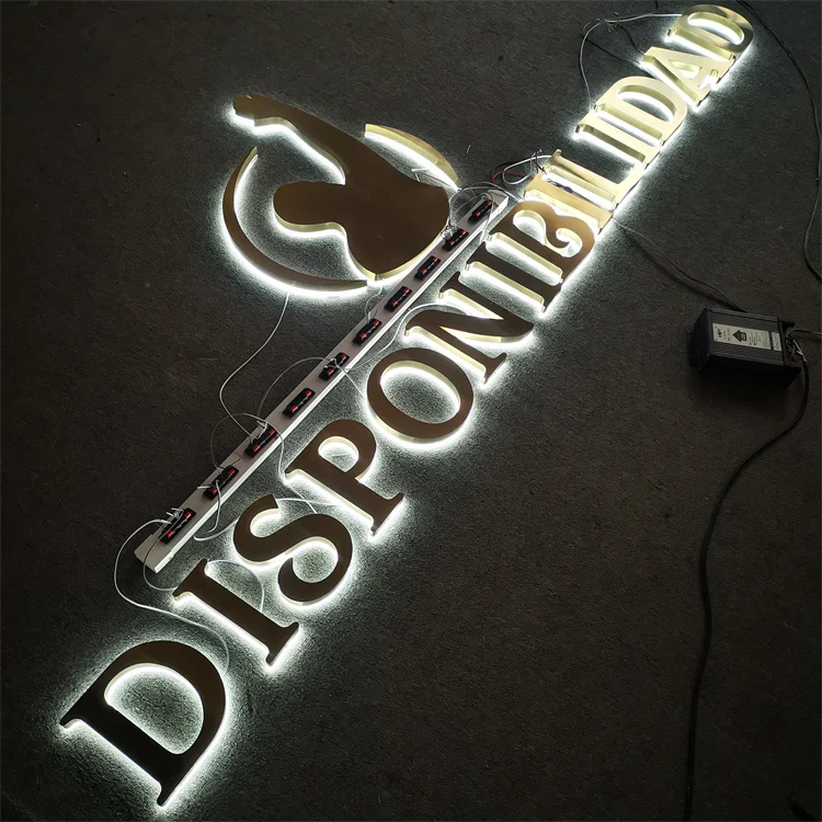 Custom LED Sign Mirror Sliver Stainless Steel Backlit Sign