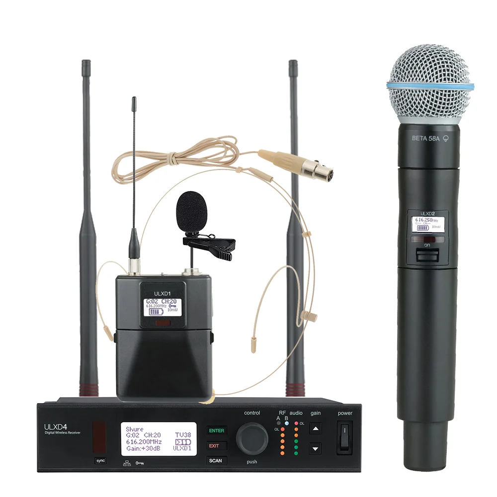 ULXD4 BETA58A BETA87A KSM9 uhf беспроводной караоке микрофон Профессиональные Металлические беспроводные
