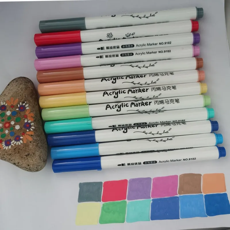 Cheap Paint Marker 12 Colors Waterbased Acrylic Paint Markers Set Rock painting Waterproof Non-toxic Art Markers Pen