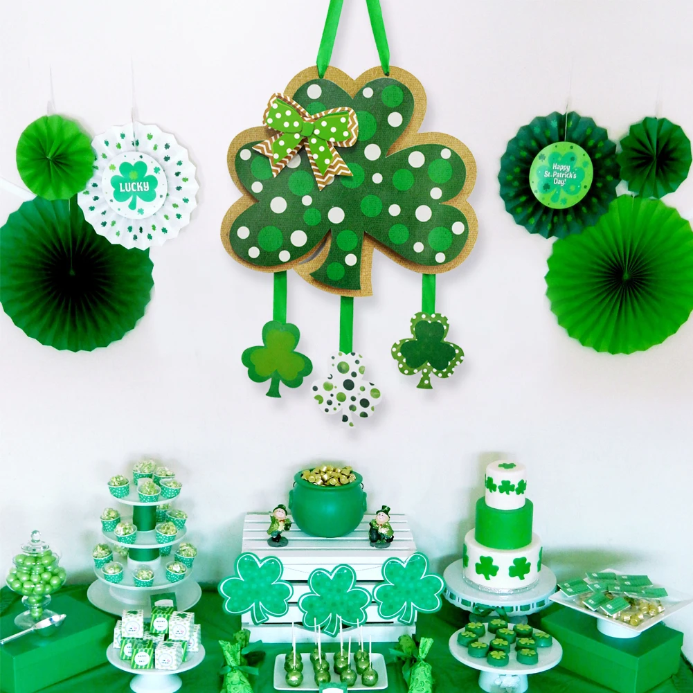 Party Supplies St. Patricks Day Green Lucky Clover Door Hanging Decoration Sign For Holiday Party Daily Decorations