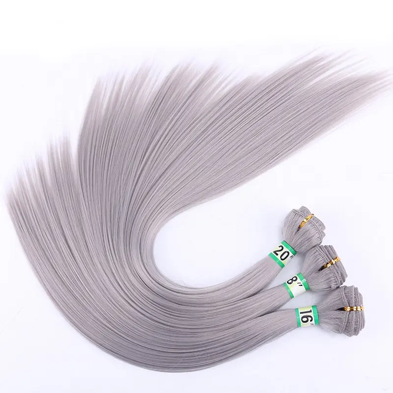 stock  Silky Straight synthetic hair weft  synthetic hair weave  blue  pink high temperature fiber bundles