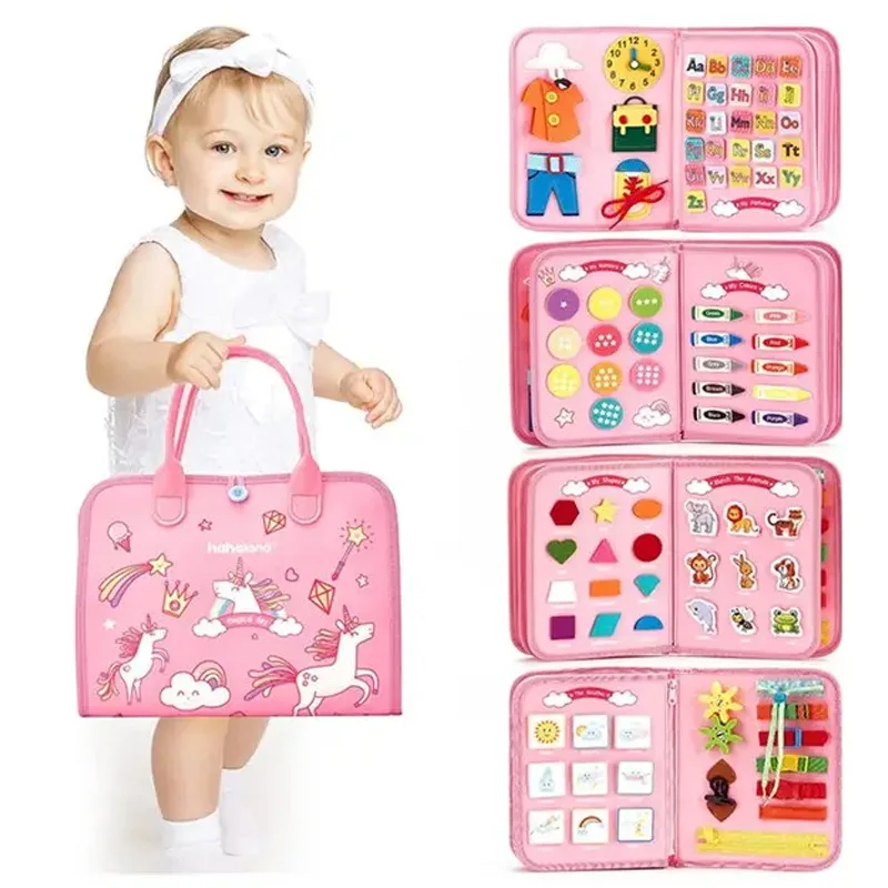 MU New Design Educational Busy Board Book Kids Sensory Montessori Travel Toys Felt Toddler Busy Board For Kid