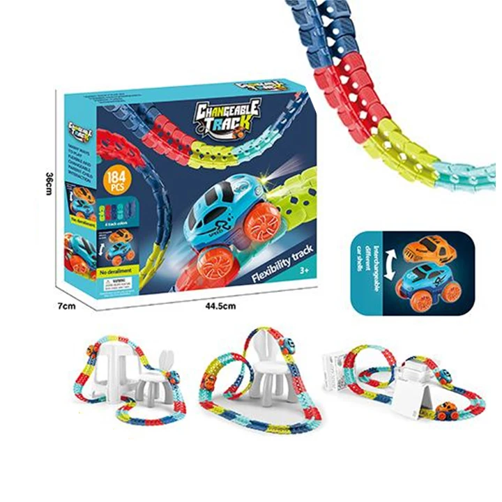 DIY assembled flexible track BO racing car zero gravity electric car track flexible changeable track roller coaster toy