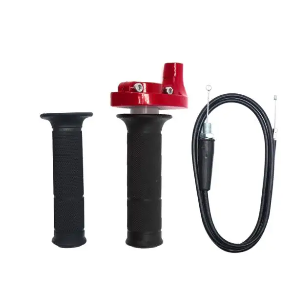Throttle Sub with Handle Grip and Throttle Cable Single head 110cm   oxidation bright black handle + black handle cover +