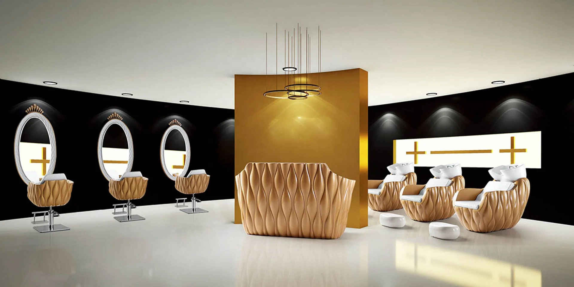 
New salon furniture golden mirror station factory direct price HY-2018B 