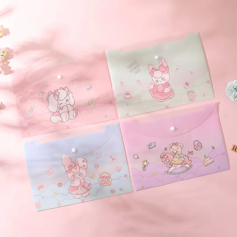 Factory Waterproof Clear Button Bag A4 A5 PP Snap Button Document Envelope Bag File Folder Bag