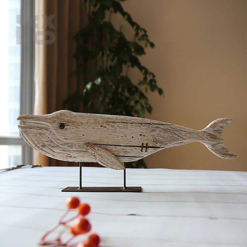 
YBOX vintage handmade standing wooden fish home decor 