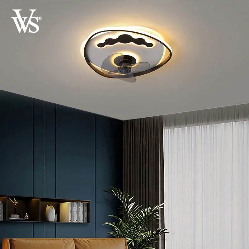 VVS заводская цена черный и белый Железный алюминий азиатский современный потолочный вентилятор со светодиодной подсветкой