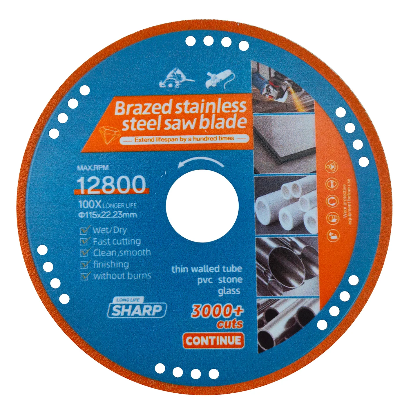 115mm metal cutting disc vacuum brazed diamond circular saw blades for fast cutting of metal and stainless steel.