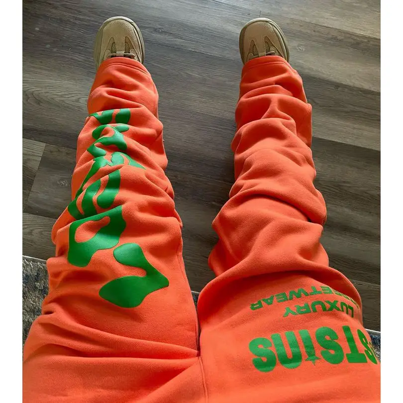 Winter Cotton 3D Puff Print Flared Mens Jogging Xxxxl Men Long Pants Factory Wholesale Mens Cargo Sweat Pants