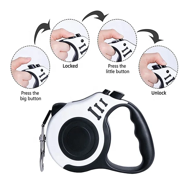 2024 Shopify Bone Print Tangle Free Walking Strong Nylon Tape Leashes For Cats Rope Leash Dog